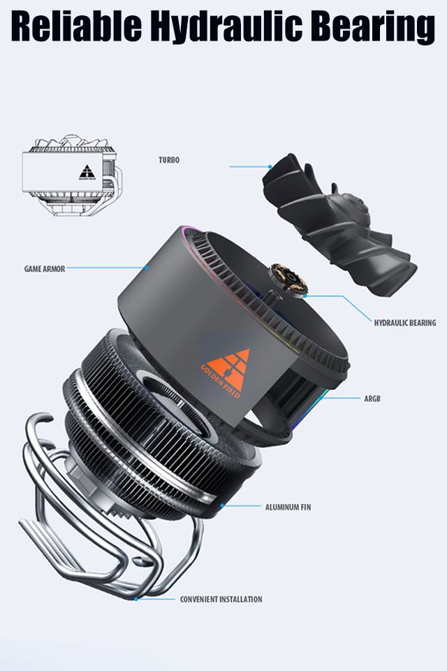 Disassembly diagram to see each part of VICABO ARGB Lighting CPU Cooler.